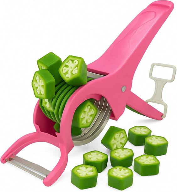 Manbasiya 2 in 1 Veg & Fruit Cutter with Peeler with Sharp Stainless Steel Blade Y Shaped Peeler