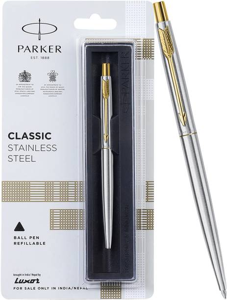 PARKER Classic Stainless Steel, Gold Trim Ball Pen