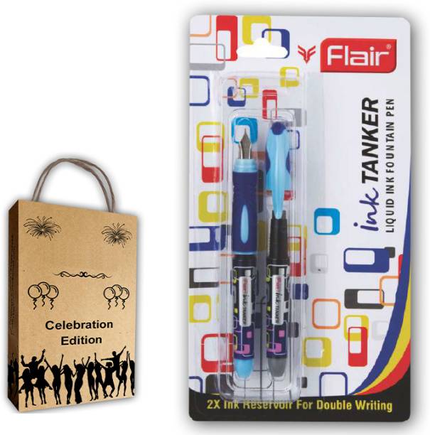 FLAIR Ink Tanker Liquid Ink Fountain Pen Blister Pack with Gift Bag Fountain Pen