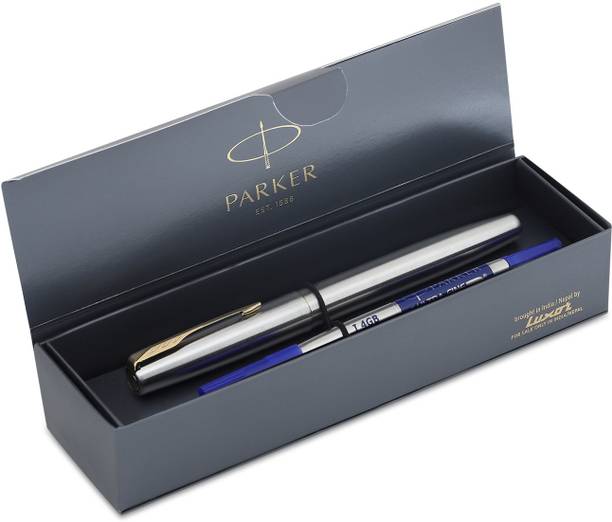 PARKER Frontier Stainless Steel, Gold Trim Roller Ball Pen
