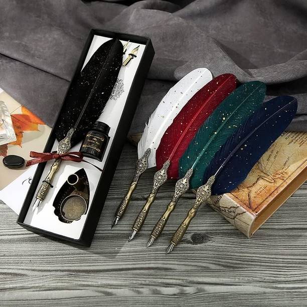 calldishe Dip Vintage Carving Feather Pen Set Calligraphy Pen Set Fineliner Pen