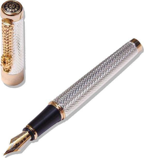 RKSMART Jinhao Silver Dragon Fountain Pen with Push in Style Ink Converter Fountain Pen Fountain Pen