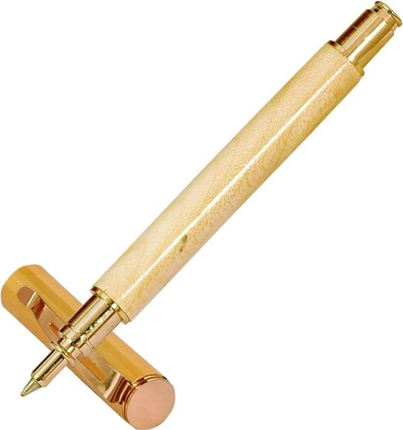Krink Trendy R051 Wooden Roller Pen with Golden cap Fitted with Germany Made Refill Roller Ball Pen