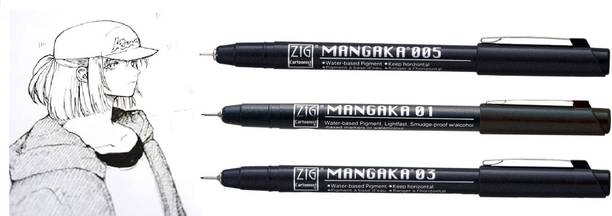 Zig KURETAKE CARTOONIST MANGAKA 010 BLACK PIGMENT MICRON LINER PENS ( 005 01 03 ) PACK OF 3 PCS Fineliner Pen