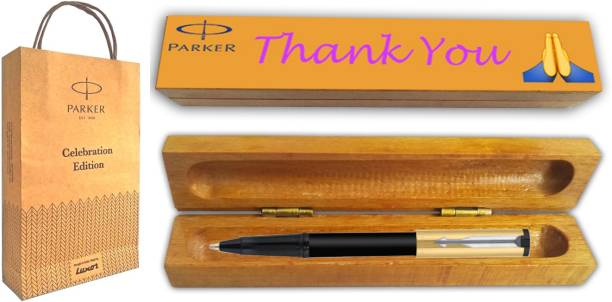 PARKER BETA PREMIUM GOLD CT BP With Wooden Thank You Wishing Gift Box and Gift Bag Ball Pen