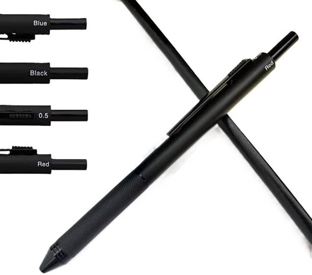 FRKB 4in1 matte black pen, Metal Pen, 0.5mm Mech Pencil and Red,Blue, Black Ball pen Multi-function Pen