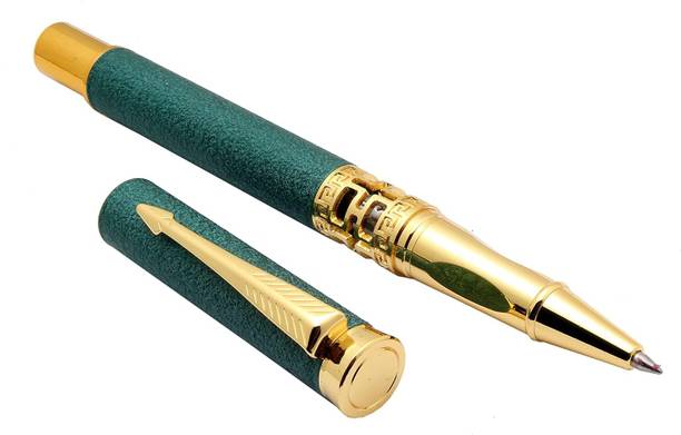 HoneyLush HoneyLush 3217 Matte Green Rollerball Pen Metal Body with Golden Clip Ball Pen