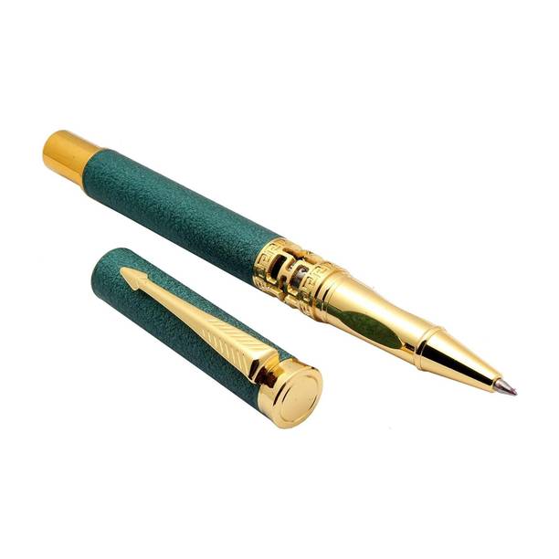HoneyLush HoneyLush 3217 Matte Green Rollerball Pen Metal Body with Golden Clip Ball Pen