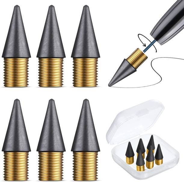 SHOPONIL 6PCS of Replaceable Graphite Nib Metal Inkless Writing Pens Nib Inkless Pencils Nib