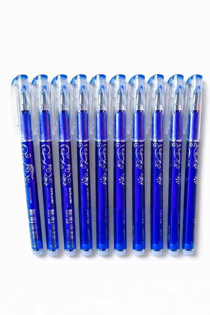 AtRate Blue Ink Erasable Gel Pen Set with attached Magic Wipe Eraser 0.35mm Nib Gel Pen