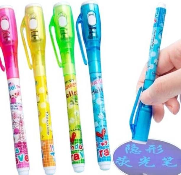 Eclet 4pc Invisible Magic Pen For Kids With Uv Light Birthday Return Gifts For Kids Digital Pen