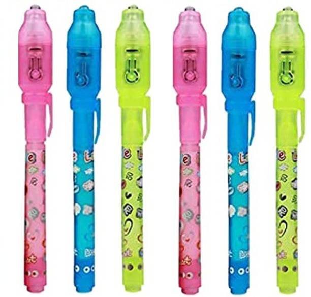 ILT (6PCS) Birthday Popper Invisible Ink Magic Pen with UV-Light Digital Pen