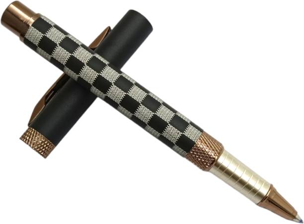 auteur Luxury Chessboard Design Black Color Metal Body Pen With German Refill Best Gift Roller Ball Pen