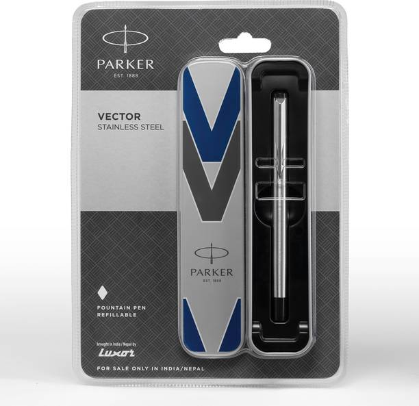 PARKER Vector Stainless Steel, Chrome Trim Fountain Pen