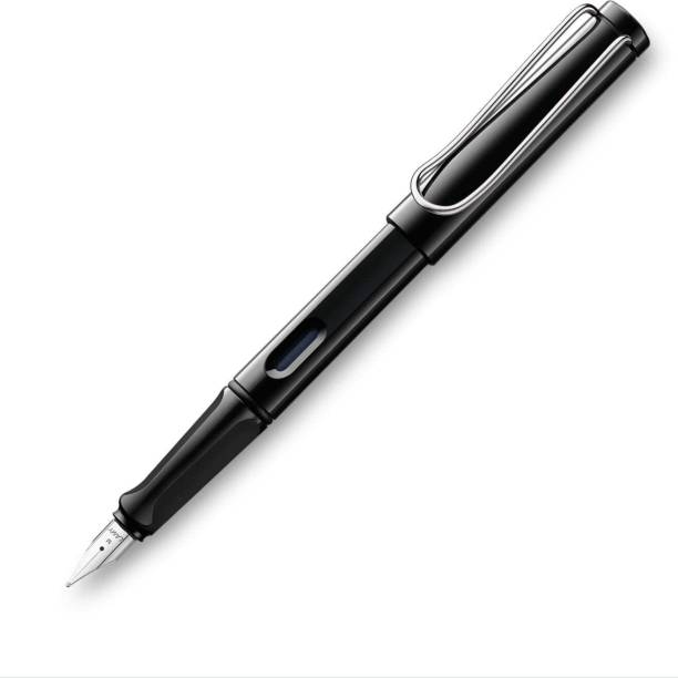 LAMY Safari Medium Nib Fountain Pen|Shiny Black Body, Metal Clip With Ergonomic Grip Fountain Pen