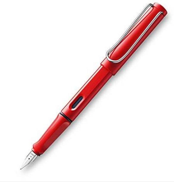 LAMY Safari Fine Nib Fountain Pen | Red Body, Blue Ink With Ergonomic Grip Fountain Pen