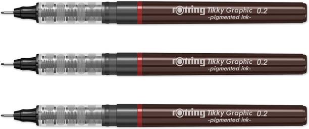 rotring Tikky Graphic 0.2mm Pigment Liner | Black Pigmented Ink | Fibre Tip Fineliner Pen
