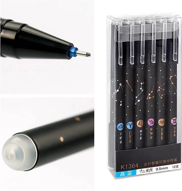 VR Creatives Gel Ink Pens 6Pcs Erasable,With Eraser 0.5Mm Fine Point Gel Pen