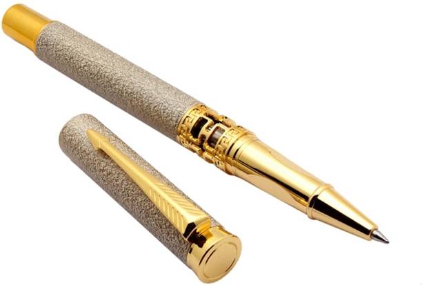 HoneyLush HoneyLush 3217 Matte Beige RollerBall Pen Metal Body with Golden Trim Ball Pen