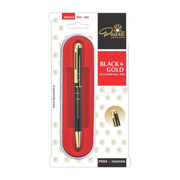 PIERRE CARDIN Pearl Black & Gold Ball Pen