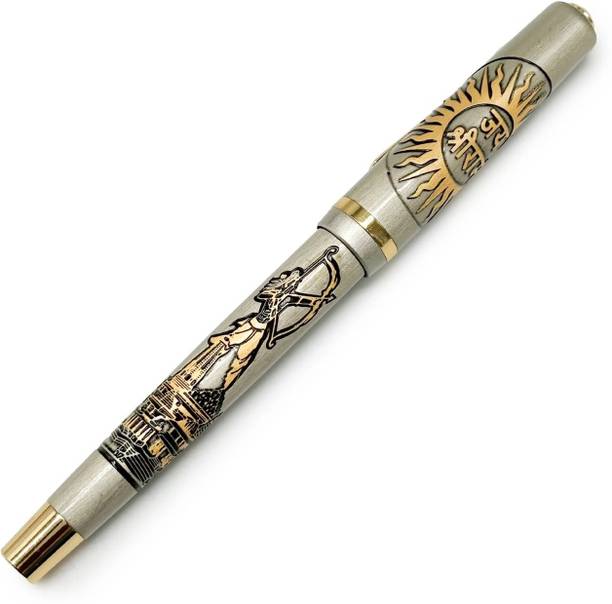 Submarine 1067 Ram Bhagwan Etched, Gold Color Metal Body Premium Roller Ball Pen
