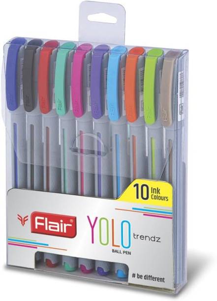 FLAIR Flair Yolo Trendz Ball Pen Pack of 10 Pens -Multicolour Pens Ball Pen