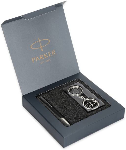 PARKER Vector Standard Chrome Trim Ball Pen With Keychain Pen Gift Set