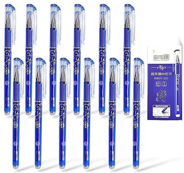 Deepak Brothers Enterprises K1410 12pcs Erasable Gel Pens With Attached Magic Wipe Eraser Pen Gel Pen