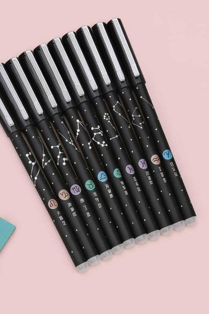 SUHANI COLLECTIONS Pack of 12 Erasable Gel Pens |Blue Ink Refillable Pens with Rubber Eraser Cap | Gel Pen