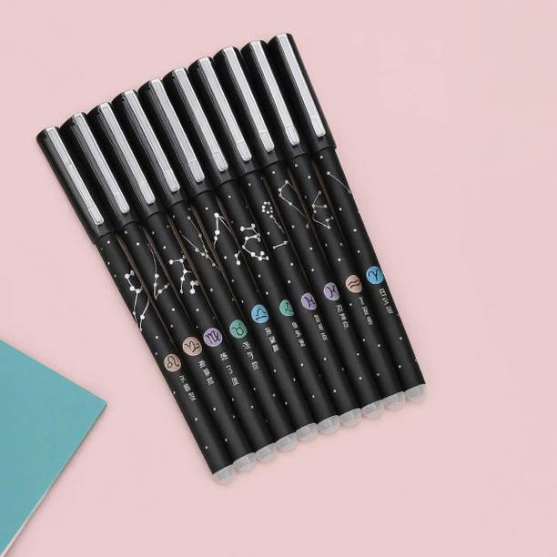 SUHANI COLLECTIONS Pack of 12 Erasable Gel Pens |Blue Ink Refillable Pens with Rubber Eraser Cap | Gel Pen