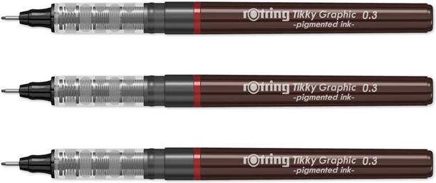 rotring Tikky Graphic 0.3mm Pigment Liner | Black Pigmented Ink | Fibre Tip Fineliner Pen