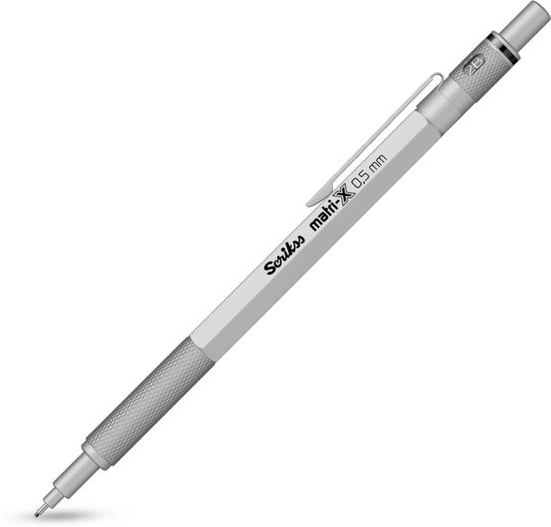 Scrikss Office Matri-X | 0.5mm | Brass Grip | Light Grey | Hexagonal Plastic Body Mechanical Pencil