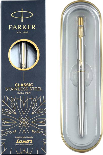 PARKER Classic Stainless Steel Gold Trim Ball Pen