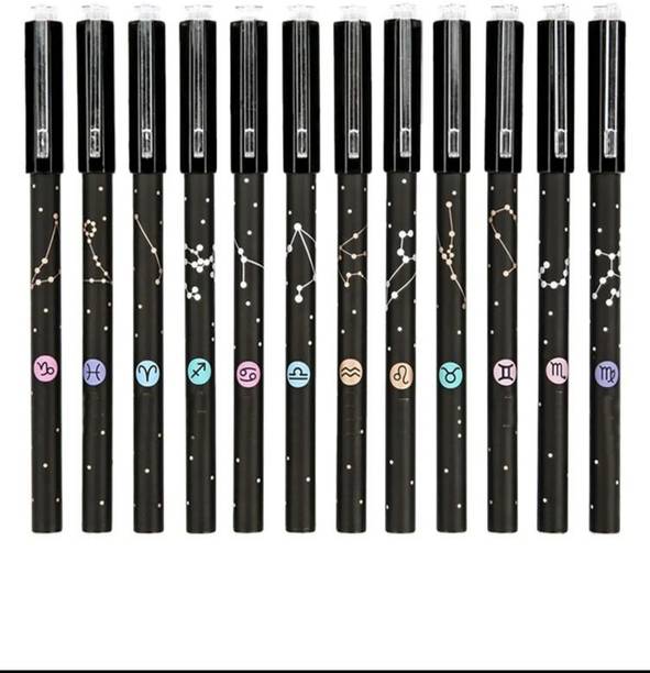 AARNASHOPPE PRINTED ERASEABLE PENS BLACK INK Gel Pen (Pack of 12, BLACK) Gel Pen