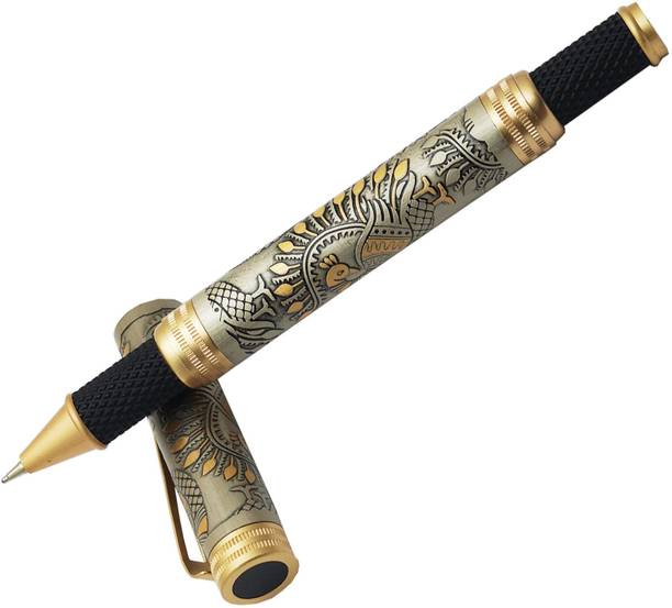 auteur Mayura Heavy Signature Metal Body, Antique Finish , Peacock Engraved ,Fine Point Roller Ball Pen