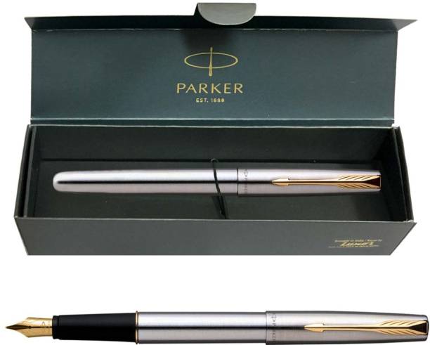 PARKER Frontier Stainless Steel Gold Trim Fountain Pen