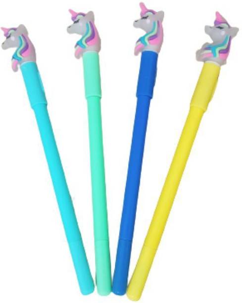 AMB Unicorn Gel Pen with LED Light (Set OF 4, Multicolor) Gel Pen