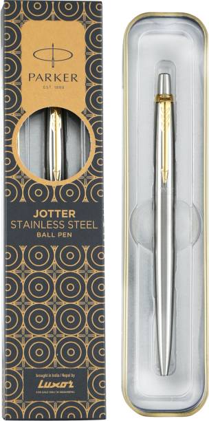 PARKER Jotter Stainless Steel Gold Trim Ball Pen