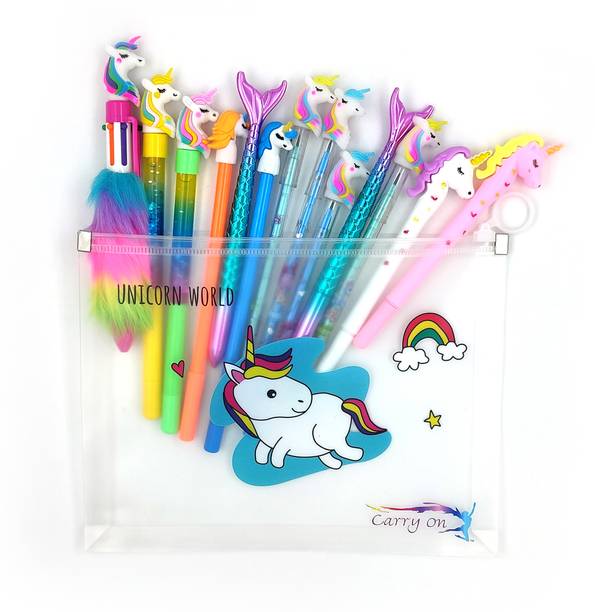 tishna Magical Designed Pens and Pencil With Pouch for Kids Stationery Set
