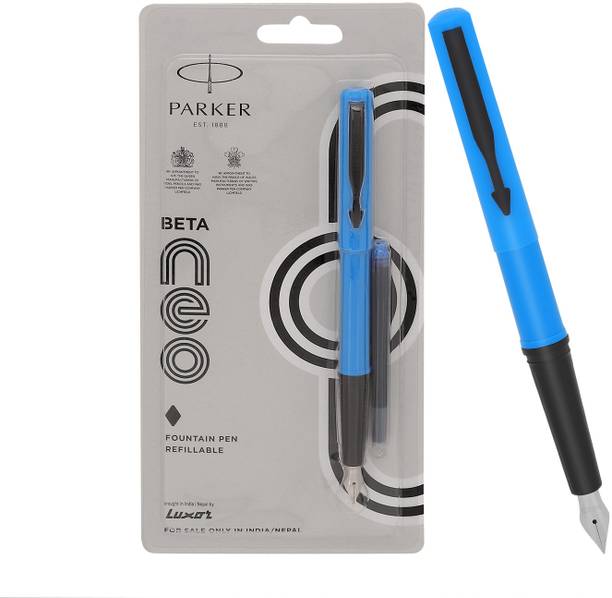 PARKER Beta Neo Chrome Trim | Blue Body Color With 1 Ink Cartridge | Fountain Pen
