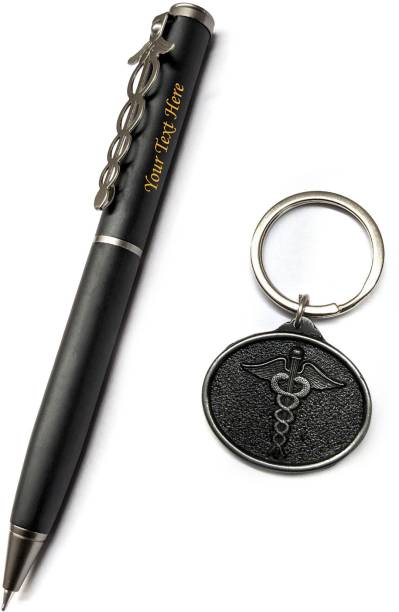 K K CROSI Doctor Logo Pen and Keychain Combo with Name Written on it Pen Gift Set