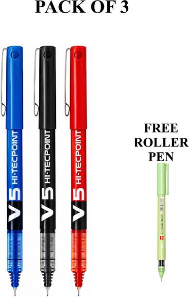 PILOT V5 Liquid Ink Roller Ball Pen| 0.5 mm Needle Tip | Smooth CARTRIDGE TECHNOLOGY Roller Ball Pen