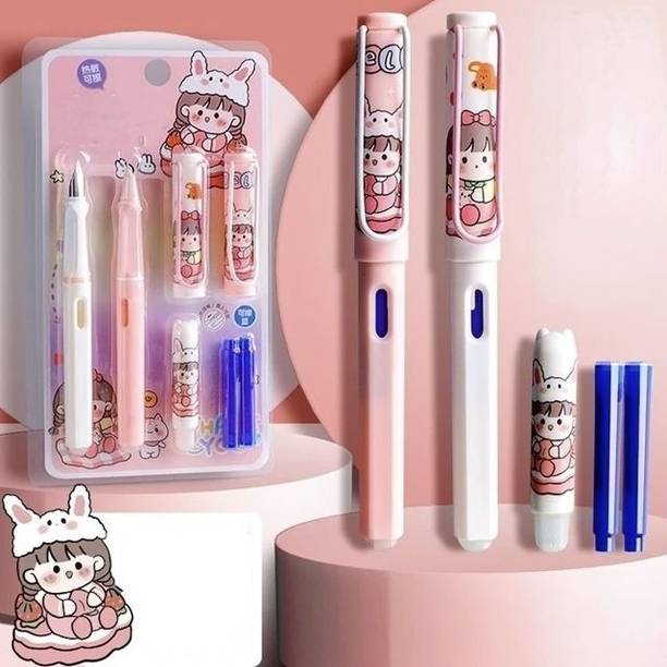 KLIDSHUSOZ TREASURE Erasable Fountain Pen Set 2Pen & 2Refills with Eraser Fountain Pen