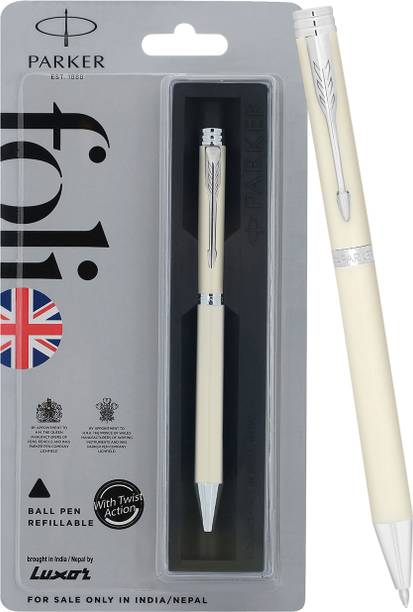 PARKER Folio Standard Chrome Trim |Ivory white Body Colour | Ball Pen