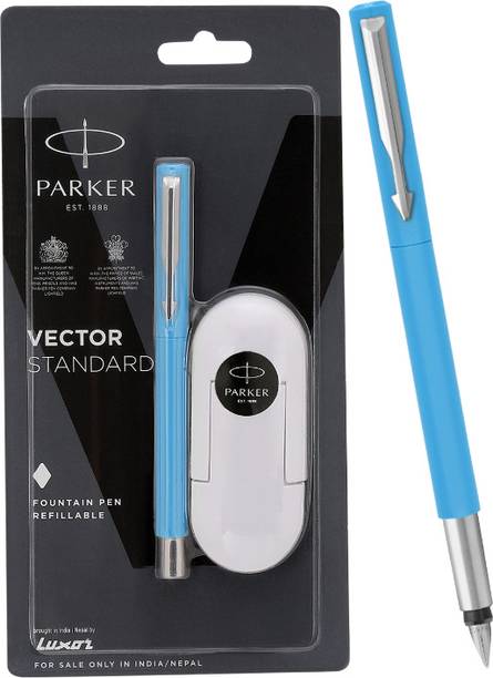 PARKER Vector Standard, Chrome Trim, Fine Nib With 3 Ink Cartridge Fountain Pen