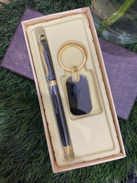SOVIA STORE SOVIA STORE Gold Classy PEN with Gold KEYCHAIN PERFECT GIFT Ball Pen