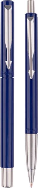 PARKER Vector Standard Roller Ball Pen & Ball Pen, Blue Body Colour+ Pack Of 2 Ball Pen