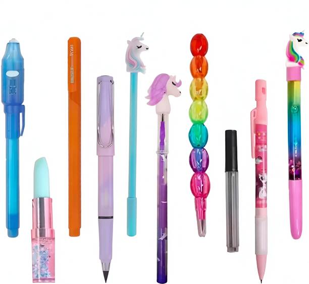 Eclet 10-Piece Magical Unicorn Stationery Mega-Combo Includes Infinity Pencil,pen Ball Pen