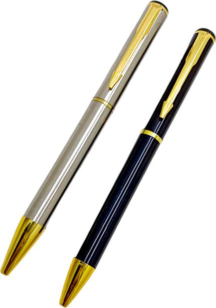 auteur Luxury 801 Silver and Black Metal Body With Deigner Gold Plated Clip Gift Ball Pen