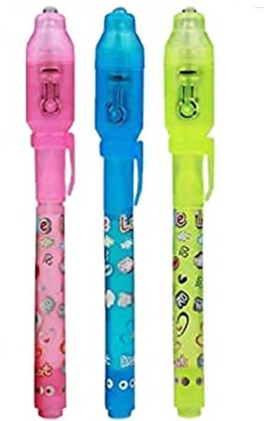ILT - (3 PCS) Birthday Popper Invisible Ink Magic Pen with UV-Light Digital Pen